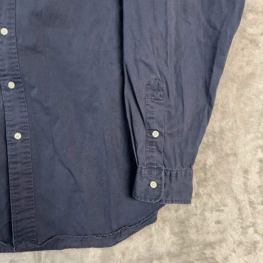 Ralph Lauren Blake Button Front Shirt Navy Logo Mens Large Long Sleeve Cotton